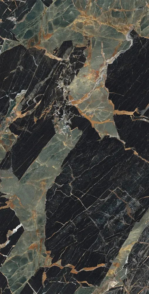 Revêtements sols intérieurs - Grès Cérame Effet Marbre Noir/Vert Brillant 60X120 - EEPS1552 (Ceramishop.fr) - CERAMISHOP