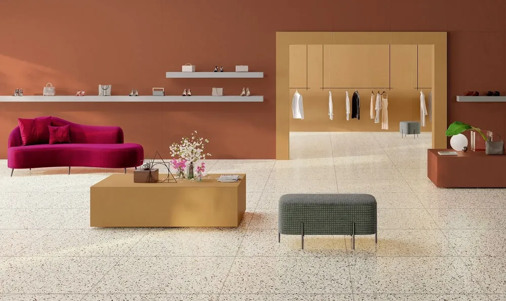 Indoor floor coverings - Red Coloured Concrete Effect Porcelain Stoneware 60X60 - EMVE614 (Ceramishop.fr) - CERAMISHOP