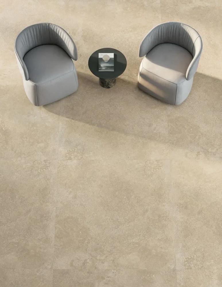 Outdoor floor coverings - Beige Spatula-Effect Porcelain Stoneware, Non-Slip, 60x60 cm - ENEU1649 (Ceramishop.fr) - CERAMISHOP