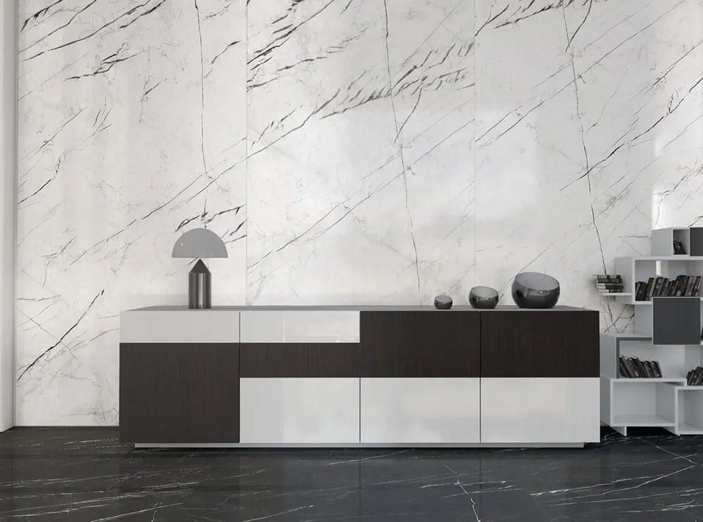 Indoor floor coverings - Marquina White Matt Marble Effect Porcelain Stoneware 60X60 - EMWE844 (Ceramishop.fr) - CERAMISHOP