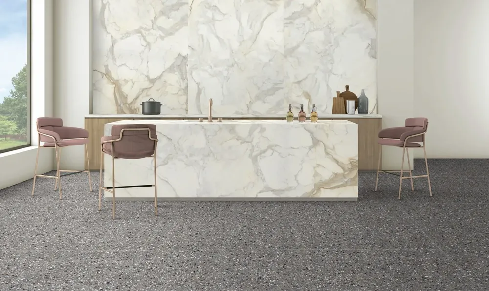 Indoor floor coverings - Terrazzo Stone Effect Porcelain Stoneware Grey 60X120 - EMYA1130 (Ceramishop.fr) - CERAMISHOP
