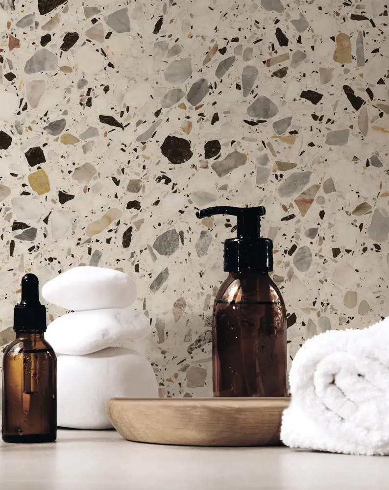 Revêtements sols intérieurs - Grès Cérame Effet Pierre Terrazzo Ivoire 60X60 - EMYC1132 (Ceramishop.fr) - CERAMISHOP