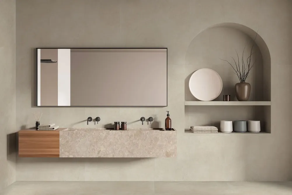 Indoor floor coverings - Porcelain Stoneware with Spatula-Style Ivory Matt Rt 60X60 - ENAD1640 (Ceramishop.fr) - CERAMISHOP