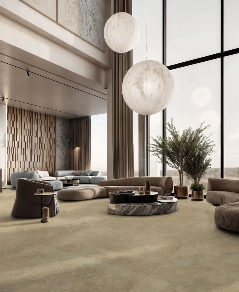 Indoor floor coverings - Porcelain Stoneware with Spatula-Style Finish, Beige Matt, RT 60X120 - ENEU1645 (Ceramishop.fr) - CERAMISHOP