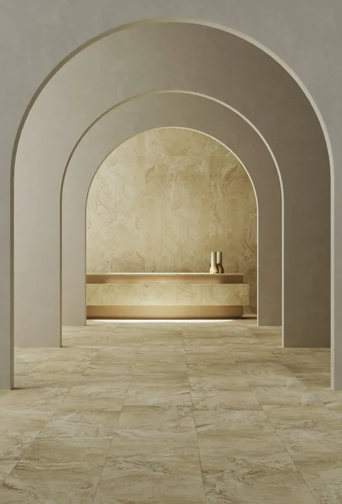 Indoor floor coverings - Marble Effect Travertine Soft Ivory Matt Porcelain Stoneware 60X60 - ENSC143 (Ceramishop.fr) - CERAMISHOP