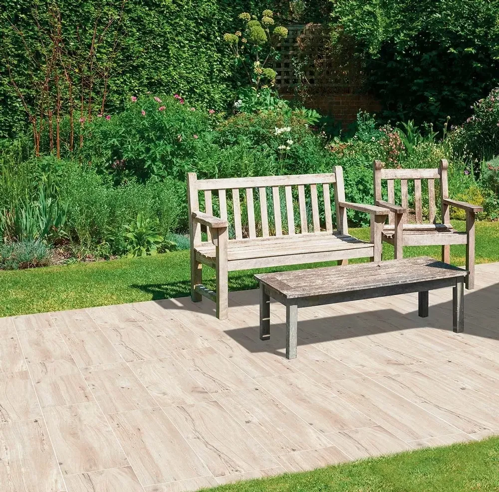 Outdoor floor coverings - White Non-Slip Raw Wood Effect Porcelain Stoneware 30X120 - EPWE271 (Ceramishop.fr) - CERAMISHOP