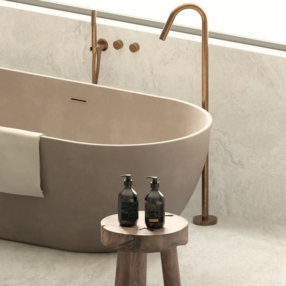 Revêtements sols intérieurs - Grès Cérame Effet Marbre Travertin Soft Blanc Mat 60X120 - ENSN138 (Ceramishop.fr) - CERAMISHOP