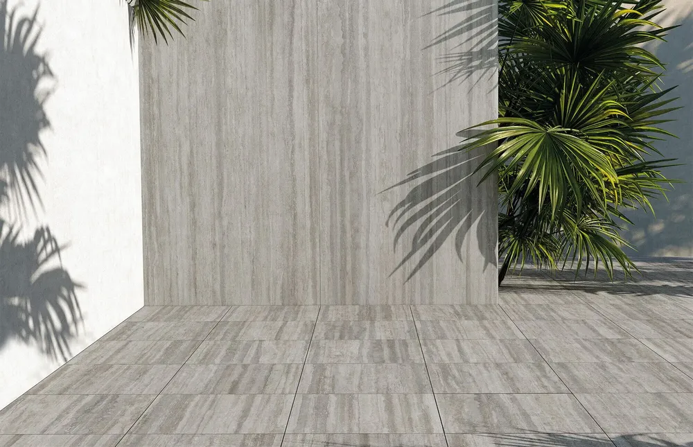 Outdoor floor coverings - Marble-effect Travertine Veined Grey Non-slip Porcelain Stoneware 60X120 - ENVO157 (Ceramishop.fr) - CERAMISHOP