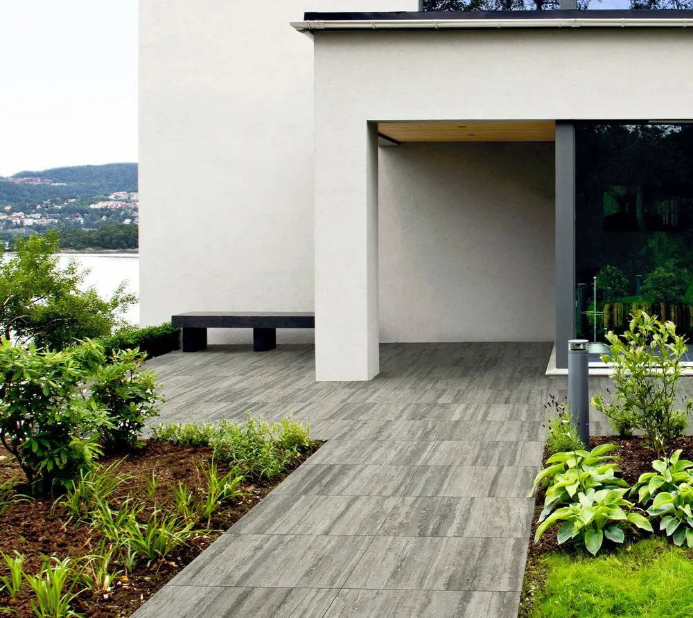 Outdoor floor coverings - Marble-effect Travertine Veined Grey Non-slip Porcelain Stoneware 60X120 - ENVO157 (Ceramishop.fr) - CERAMISHOP