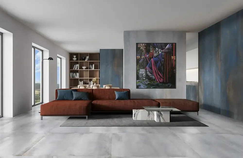 Revêtements sols intérieurs - Grès Cérame Effet Métal Oxydé Gris 60X120 - EOTM621 (Ceramishop.fr) - CERAMISHOP