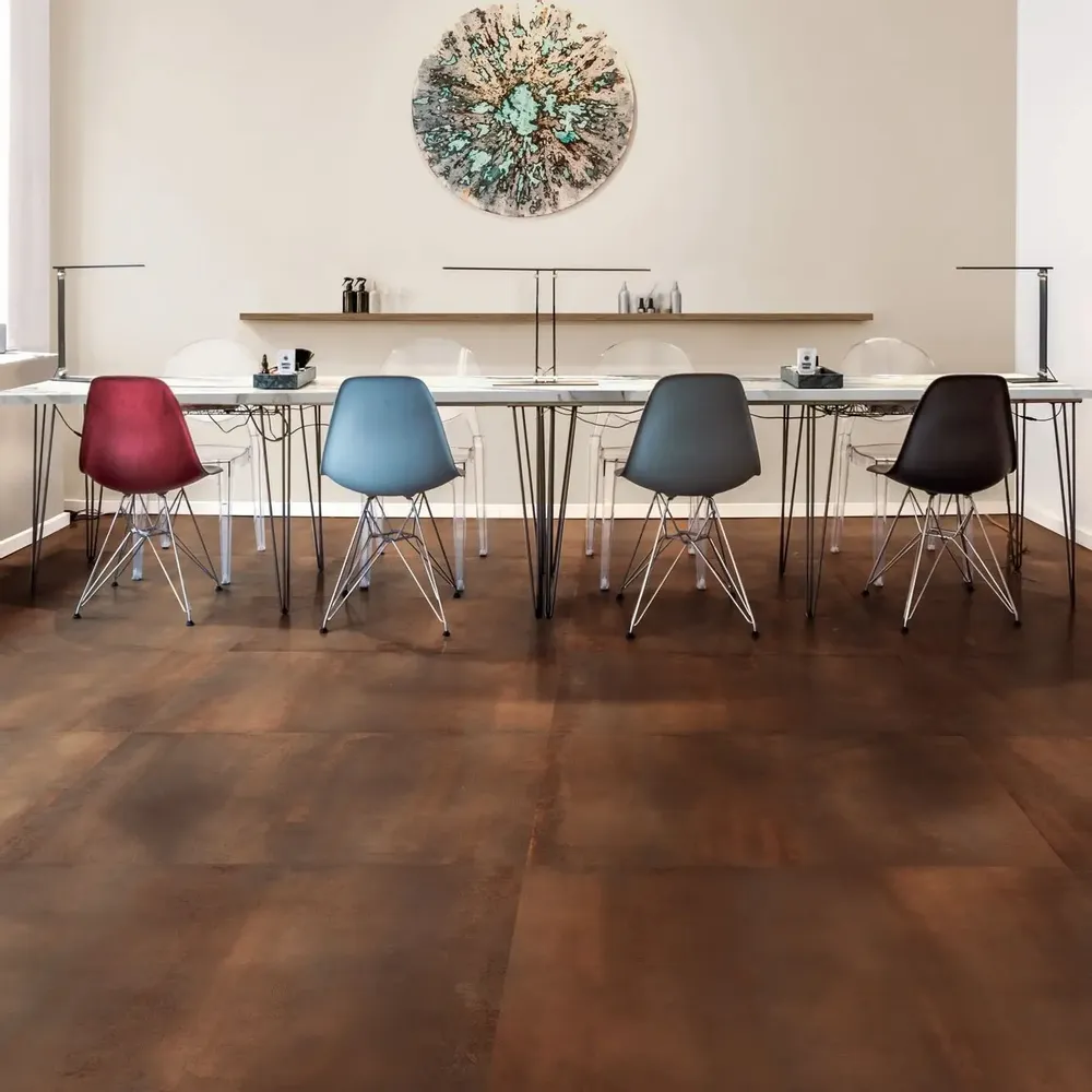 Indoor floor coverings - Corten Oxidized Metal Effect Porcelain Stoneware 60X60 - EOTM628 (Ceramishop.fr) - CERAMISHOP