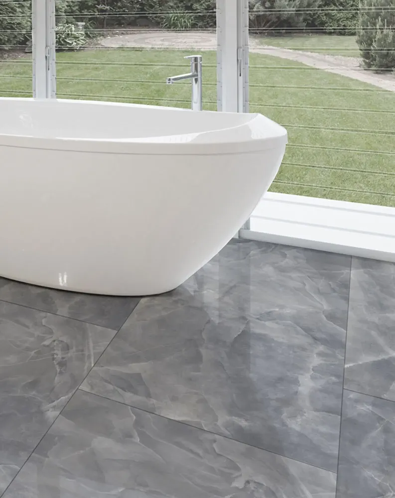 Indoor floor coverings - Glossy Onyx Grey Marble Effect Porcelain Stoneware 60X120 - EOXG129 (Ceramishop.fr) - CERAMISHOP