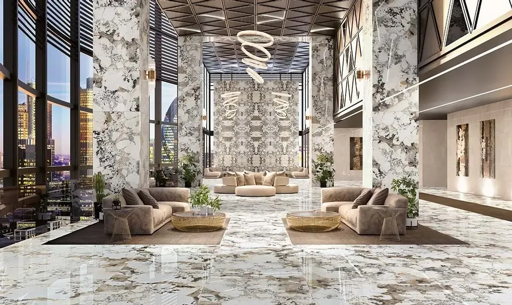 Revêtements sols intérieurs - Grès Cérame Effet Marbre Patagonie Brillant 60X120 - EPAA158 (Ceramishop.fr) - CERAMISHOP