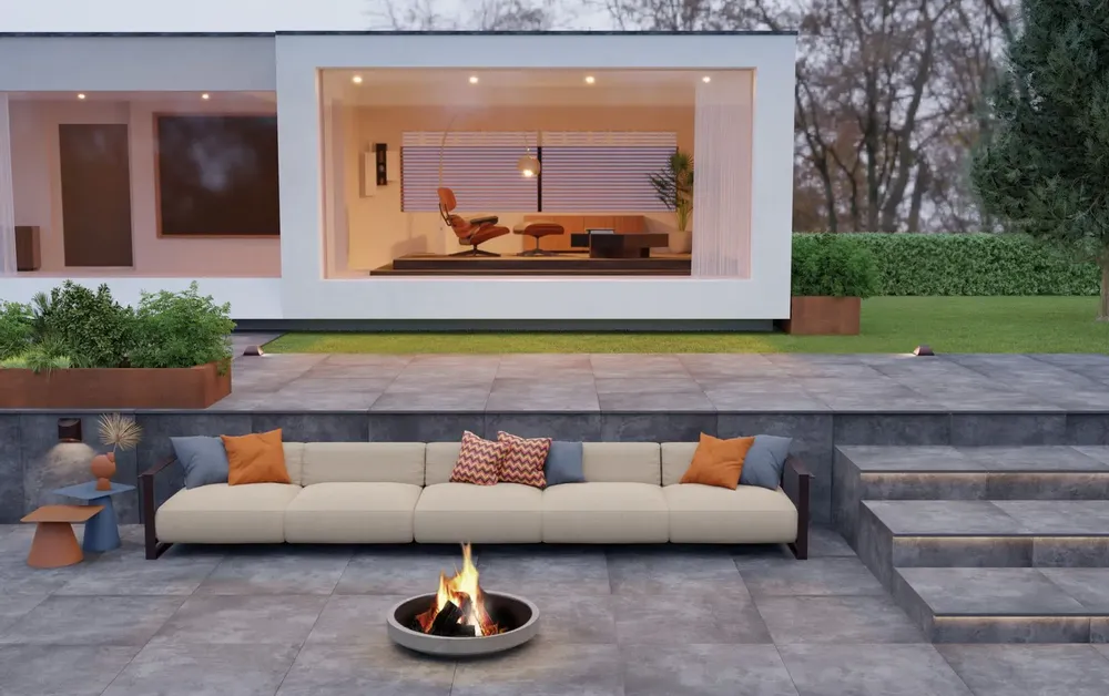 Outdoor floor coverings - Anthracite Waxed Concrete Effect Porcelain Stoneware, Non-Slip, 60x120 - EPAE661 (Ceramishop.fr) - CERAMISHOP