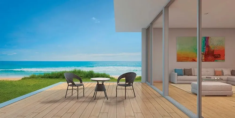 Outdoor floor coverings - Beige Raw Wood Effect Porcelain Stoneware, Non-Slip, 20x120 - EPBE280 (Ceramishop.fr) - CERAMISHOP