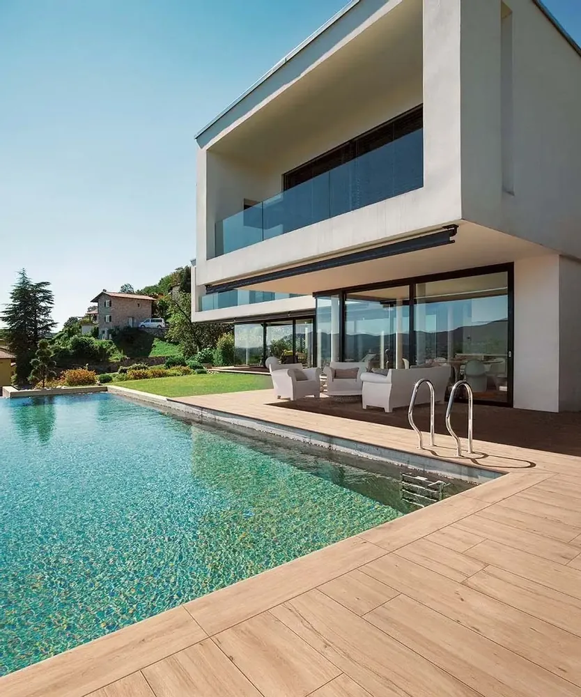 Outdoor floor coverings - Beige Raw Wood Effect Porcelain Stoneware, Non-Slip, 30x120 - EPBE272 (Ceramishop.fr) - CERAMISHOP