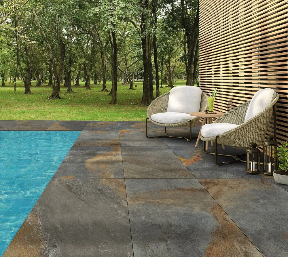 Outdoor floor coverings - Slate Stone Effect Porcelain Stoneware 01 Anti-slip 60X120 - EPEA1145 (Ceramishop.fr) - CERAMISHOP