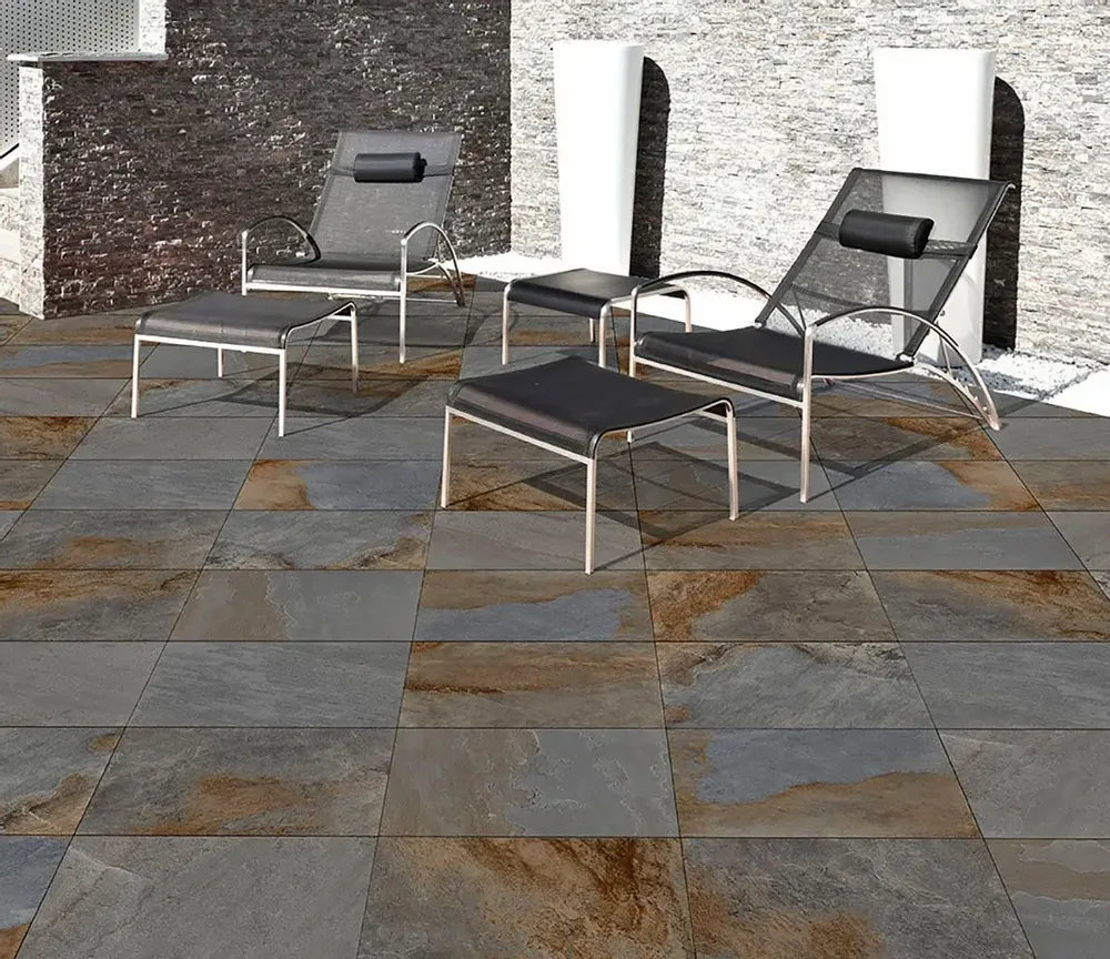 Outdoor floor coverings - Slate Stone Effect Porcelain Stoneware 01 Anti-slip 60X120 - EPEA1145 (Ceramishop.fr) - CERAMISHOP