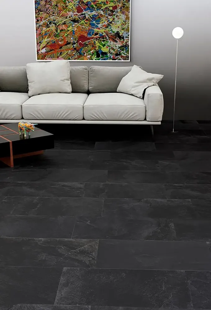 Revêtements sols intérieurs - Grès Cérame Effet Pierre Ardoise Noir 60X120 - EPEK1148 (Ceramishop.fr) - CERAMISHOP