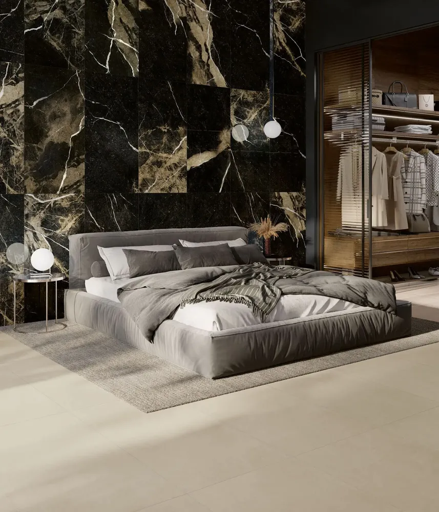 Revêtements sols intérieurs - Grès Cérame Effet Marbre Veiné Beige Noir Mat 60X120 - EPIB163 (Ceramishop.fr) - CERAMISHOP