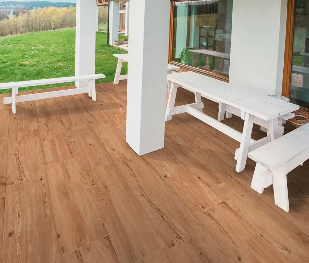 Revêtements sols extérieurs - Grès Cérame Effet Bois Brut Noix Antidérapant 30X120 - EPNT273 (Ceramishop.fr) - CERAMISHOP