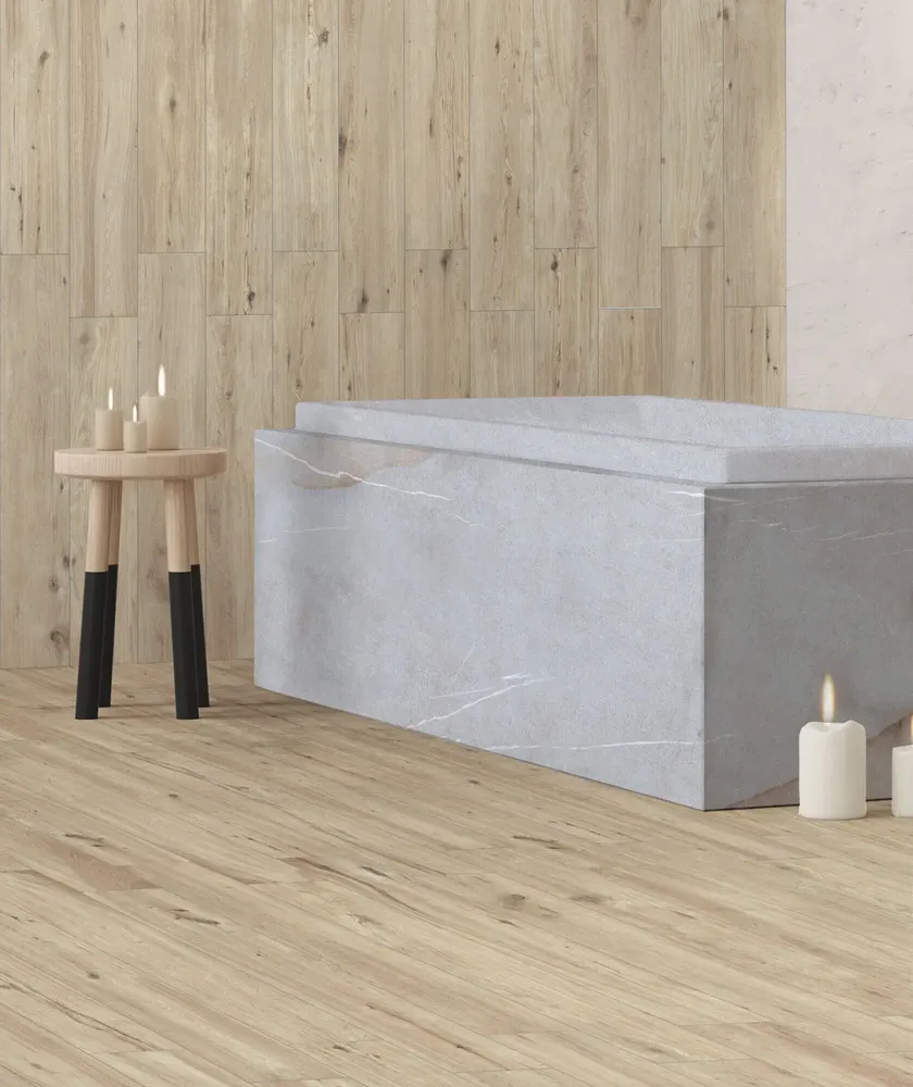 Indoor floor coverings - White Matt Raw Wood Effect Porcelain Stoneware 30X120 - EPWE267 (Ceramishop.fr) - CERAMISHOP