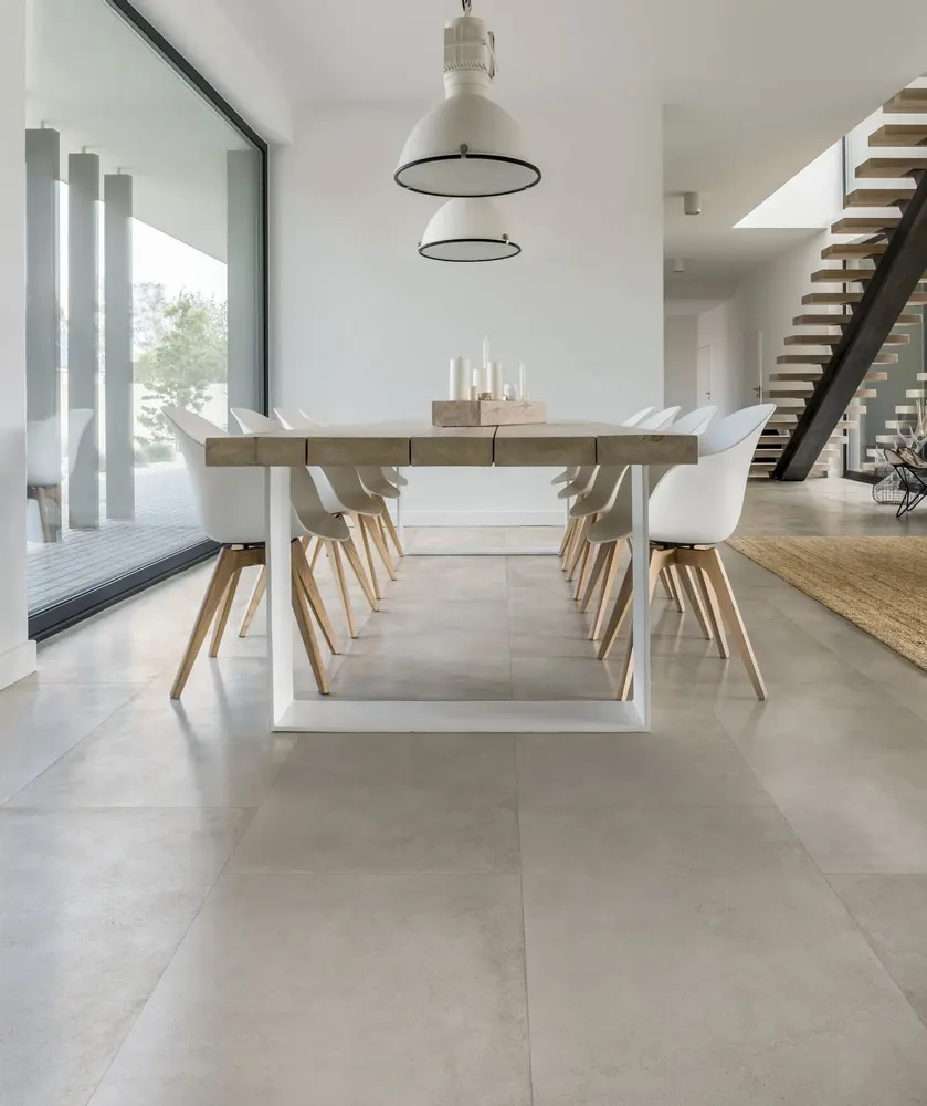 Indoor floor coverings - White Polished Concrete Effect Porcelain Stoneware 60X120 - EPWE650 (Ceramishop.fr) - CERAMISHOP