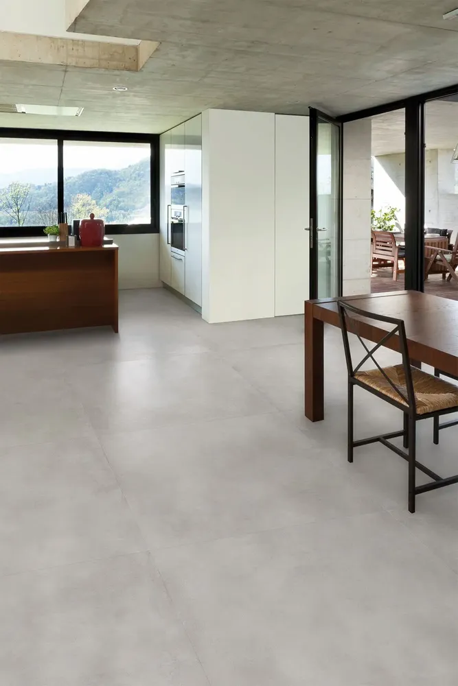 Indoor floor coverings - White Polished Concrete Effect Porcelain Stoneware 60x60 - EPWE668 (Ceramishop.fr) - CERAMISHOP