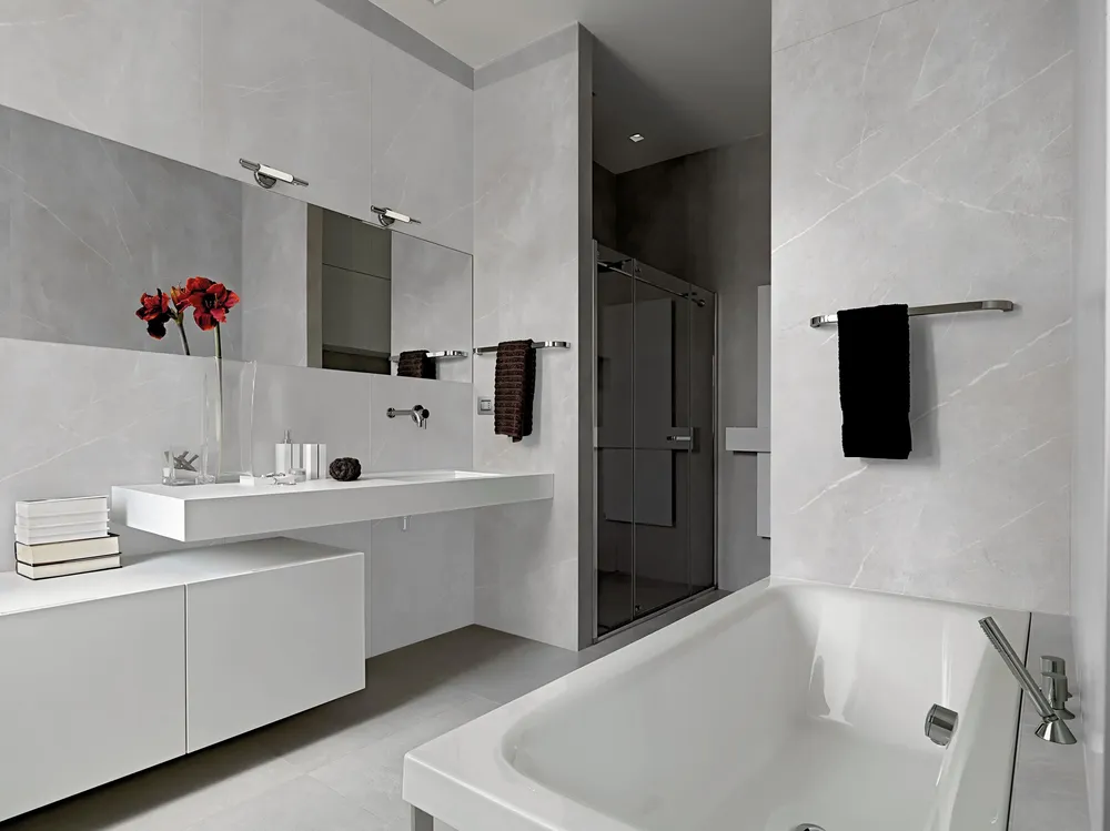 Indoor floor coverings - Royal White Matt Marble Effect Porcelain Stoneware 60X120 - EPYW167 (Ceramishop.fr) - CERAMISHOP