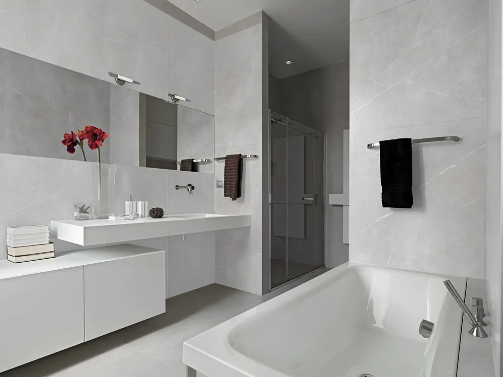 Indoor floor coverings - Royal White Matt Marble Effect Porcelain Stoneware 60X120 - EPYW167 (Ceramishop.fr) - CERAMISHOP