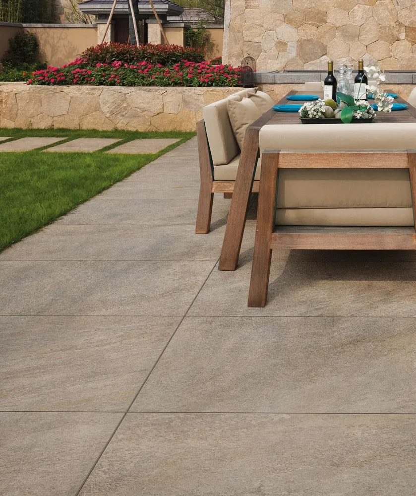 Outdoor floor coverings - Beige Stone Effect Porcelain Stoneware, Non-Slip, 60x120 - EREB1187 (Ceramishop.fr) - CERAMISHOP