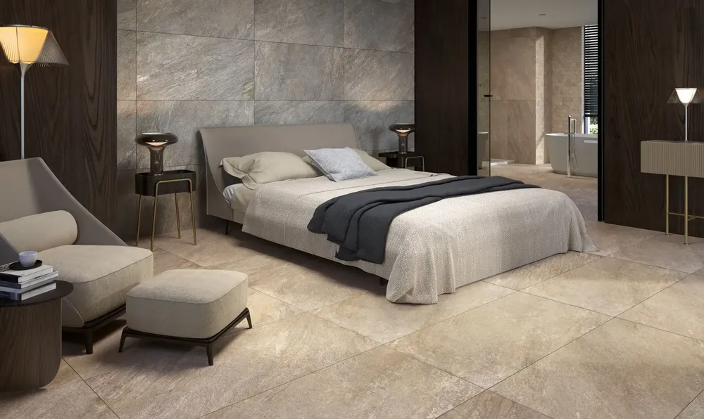 Indoor floor coverings - Beige Stone Effect Porcelain Stoneware 60x60 - EREB1193 (Ceramishop.fr) - CERAMISHOP