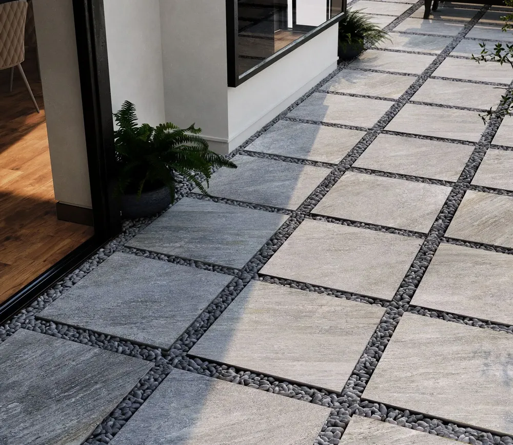 Outdoor floor coverings - Stone-effect porcelain stoneware, grey, non-slip, 60x120 cm - EREG1189 (Ceramishop.fr) - CERAMISHOP