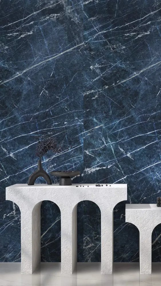 Indoor floor coverings - Glossy Ocean Blue Marble Effect Porcelain Stoneware 60X120 - EROS208 (Ceramishop.fr) - CERAMISHOP