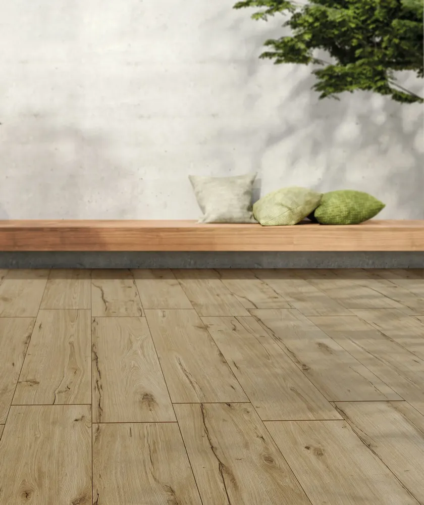 Revêtements sols extérieurs - Grès Cérame Effet Bois Ancien Miel Antidérapant 20X120 - ERRH296 (Ceramishop.fr) - CERAMISHOP