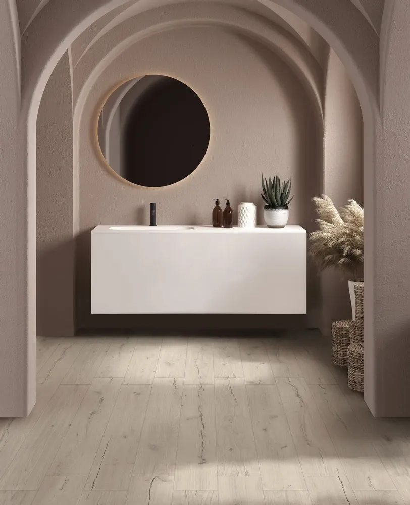 Indoor floor coverings - Porcelain Stoneware with Antique Wood Effect, Matte White, 20x120 - ERRO291 (Ceramishop.fr) - CERAMISHOP