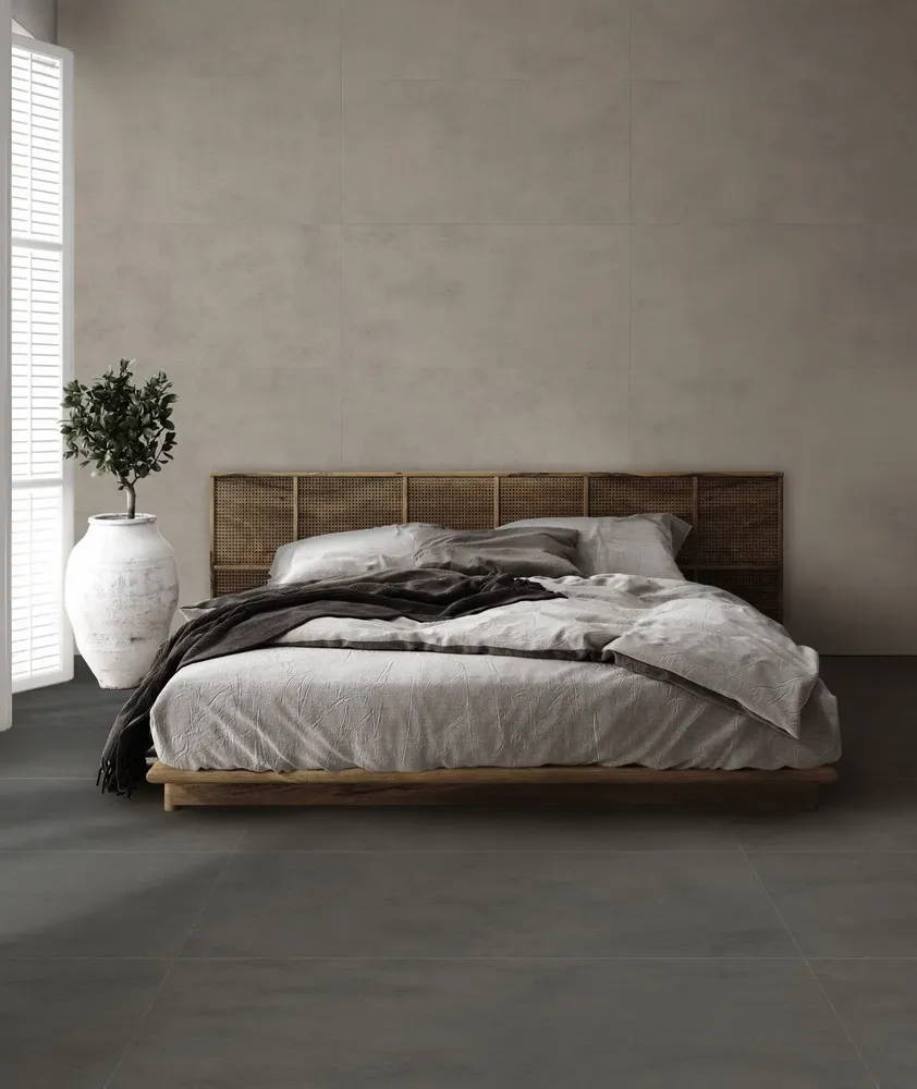 Indoor floor coverings - Matte Black Spatula-Effect Porcelain Stoneware Tile 20x50 - ESPO1705 (Ceramishop.fr) - CERAMISHOP