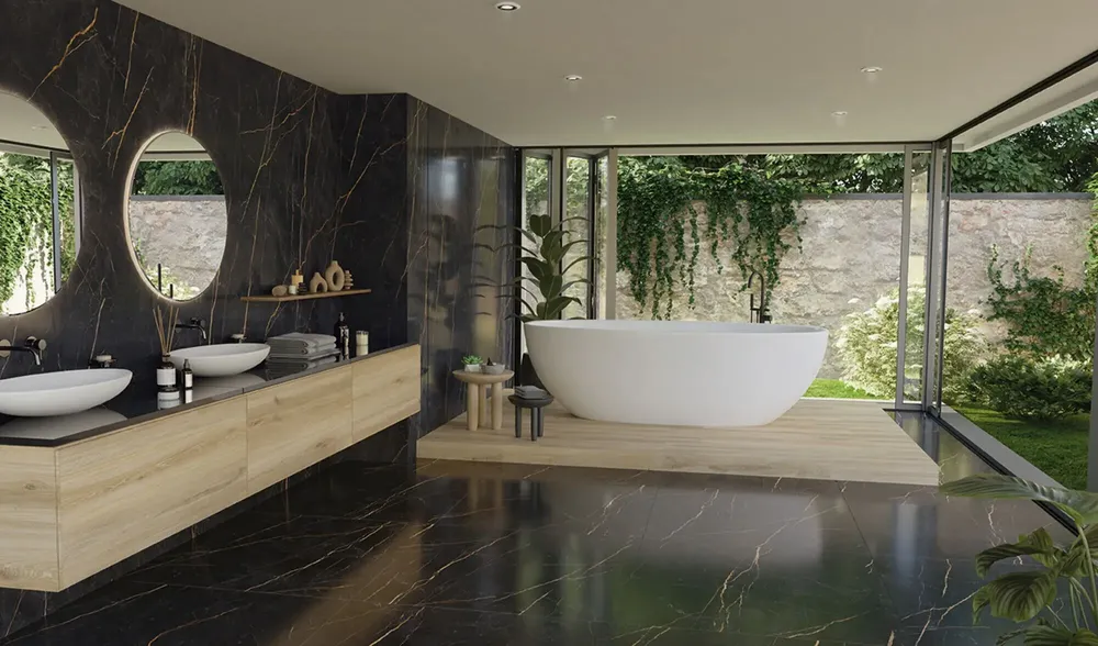 Indoor floor coverings - Saint Laurent Glossy Marble Effect Porcelain Stoneware 60X120 - ESAL209 (Ceramishop.fr) - CERAMISHOP