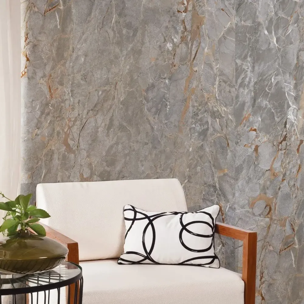 Revêtements sols intérieurs - Grès Cérame Effet Marbre Gris Veiné Brillant 60X60 - ESAN764 (Ceramishop.fr) - CERAMISHOP