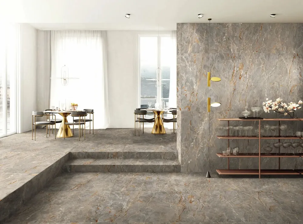 Indoor floor coverings - Matte Grey Veined Marble Effect Porcelain Stoneware 60x60 - ESAN207 (Ceramishop.fr) - CERAMISHOP