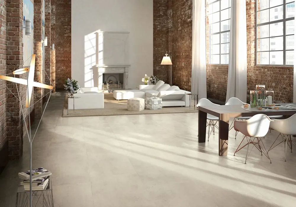 Indoor floor coverings - Spatula-effect porcelain stoneware, beige, 80x80 cm - ESCA715 (Ceramishop.fr) - CERAMISHOP