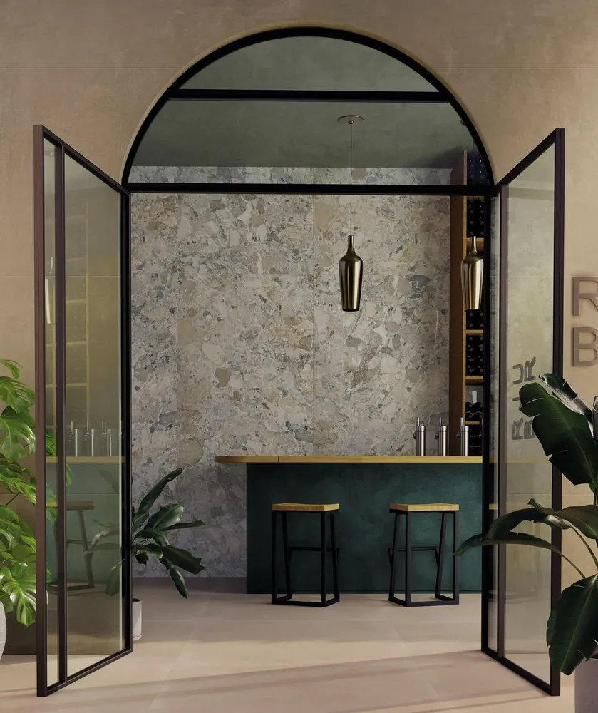 Indoor floor coverings - Marble Effect Porcelain Stoneware Ocean Beige Glossy 60X120 - EWAA203 (Ceramishop.fr) - CERAMISHOP