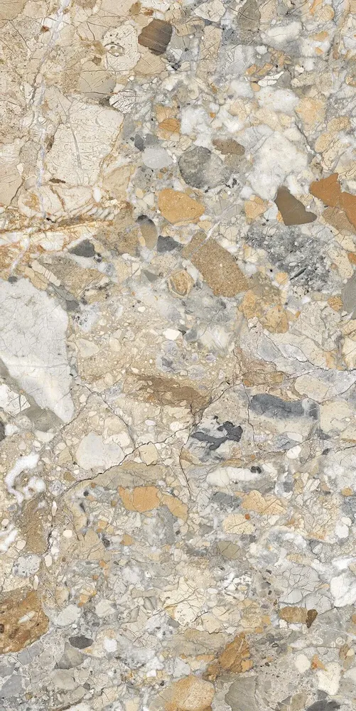 Indoor floor coverings - Marble Effect Porcelain Stoneware Ocean Beige Glossy 60X120 - EWAA203 (Ceramishop.fr) - CERAMISHOP