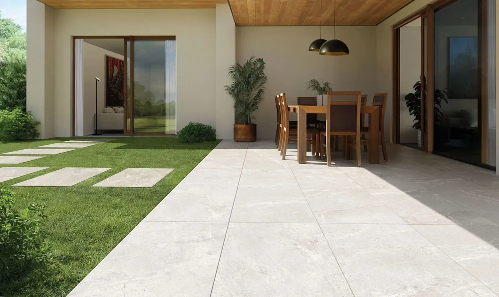 Outdoor floor coverings - Porcelain Stoneware with Veined Stone Effect, Iced White, Non-Slip, 60x60 - EWBT1326 (Ceramishop.fr) - CERAMISHOP