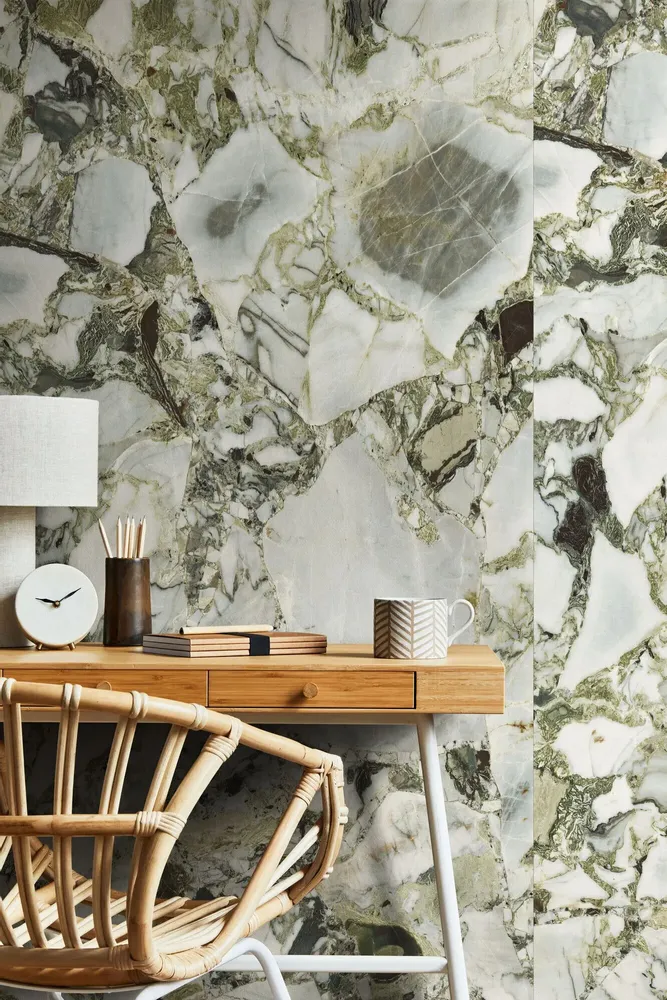 Indoor floor coverings - Marble Effect Porcelain Stoneware Ocean White Matt 60X120 - EWHB200 (Ceramishop.fr) - CERAMISHOP