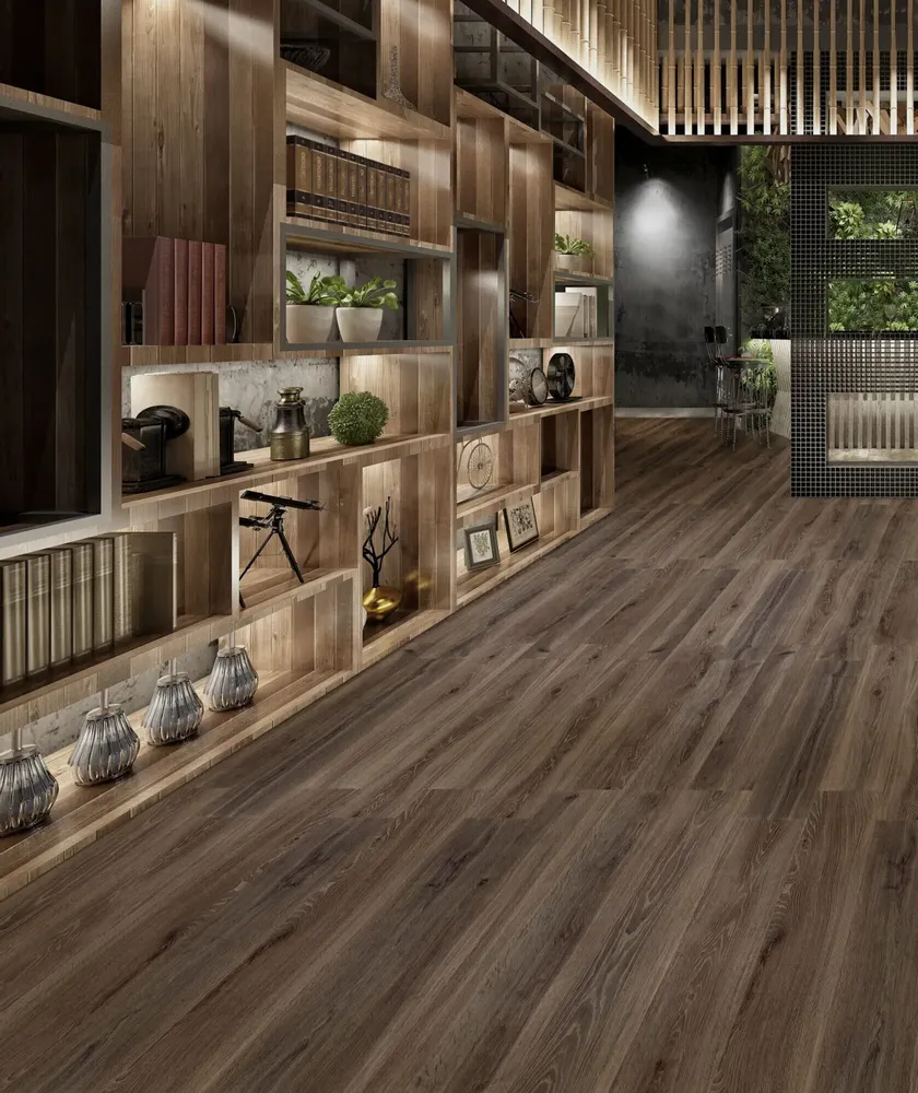 Indoor floor coverings - Dark Brown Wood Effect Porcelain Stoneware 20X120 - EWKM1454 (Ceramishop.fr) - CERAMISHOP