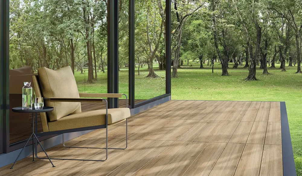 Outdoor floor coverings - Honey Wood Effect Non-Slip Porcelain Stoneware 20X120 - EWKO1449 (Ceramishop.fr) - CERAMISHOP