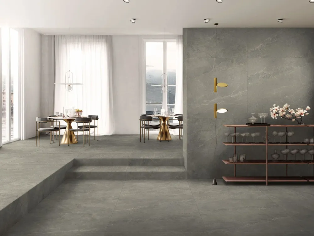 Indoor floor coverings - Porcelain Stoneware with Veined Stone Effect, Grey, 60x120 - EWSE1321 (Ceramishop.fr) - CERAMISHOP
