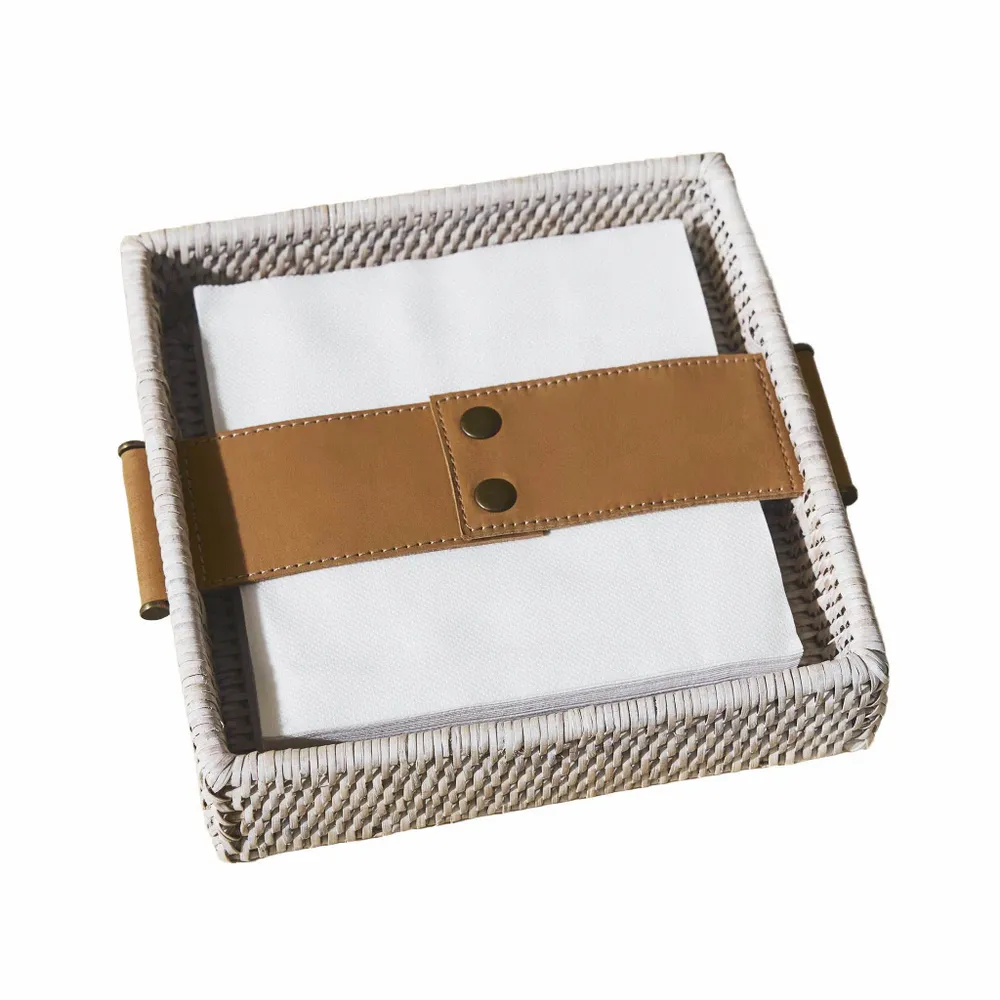 Assiettes de réception - Plateau à mouchoirs carré en rotin - KING ZOO