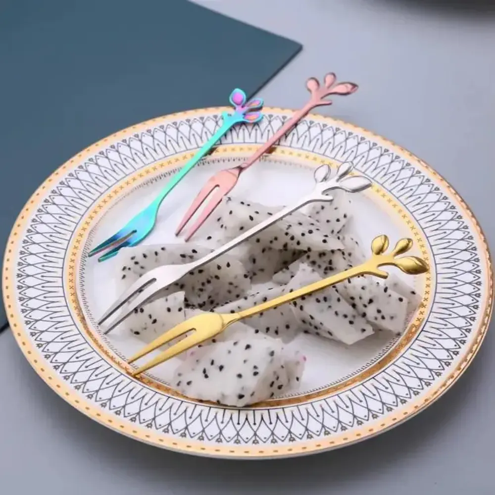 Ménagères - Fourchette - Feuille - Pour apéritifs, tapas ou desserts - 4 couleurs - SOSTRAW & SMARTTHINGS